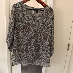 Semi sheer button down blouse